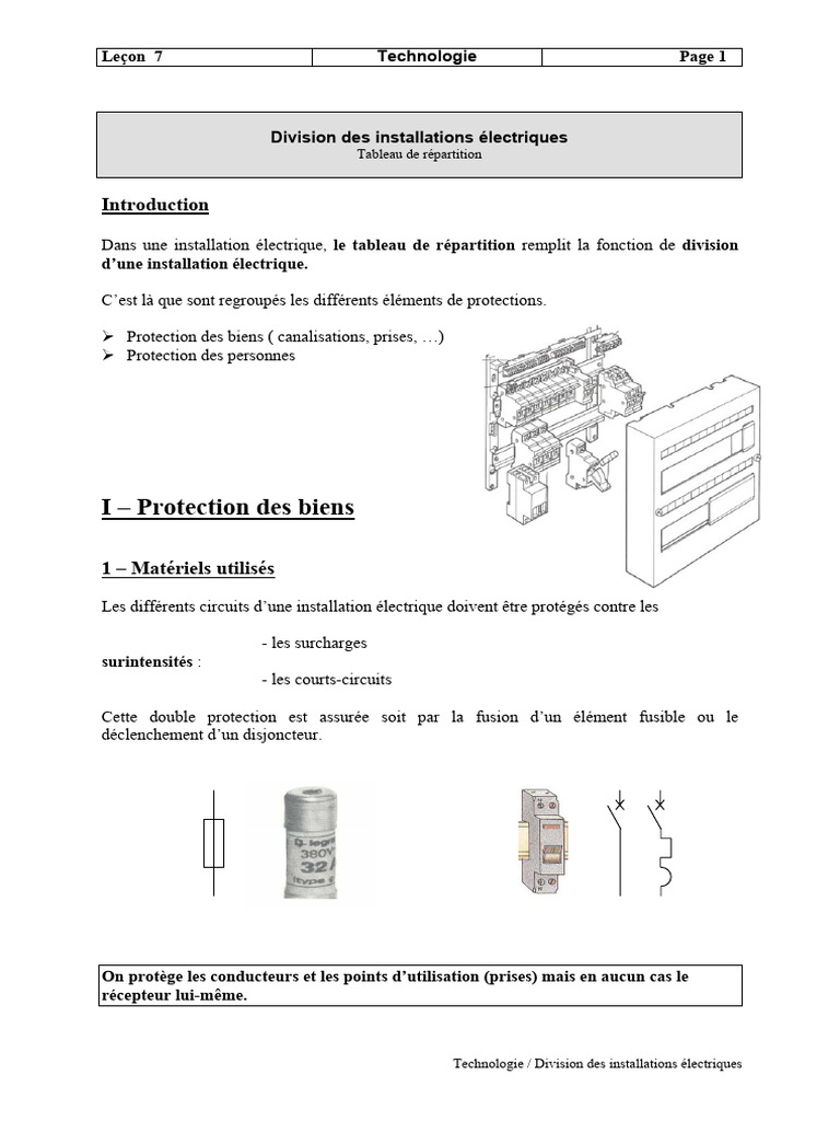 Protection et division installations électriques | PDF | Équipement ...