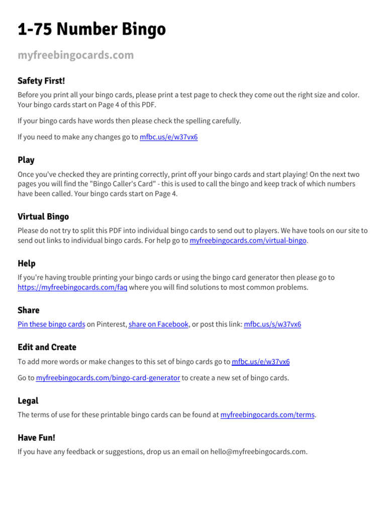 175 Number Bingo PDF