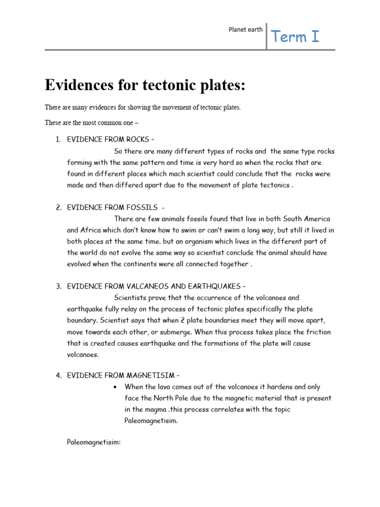 Evidences For Tectonic Plates | PDF | Plate Tectonics | Volcano