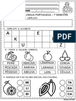 Diagnóstica 2º Ano 1º BIMESTRE FRUTAS