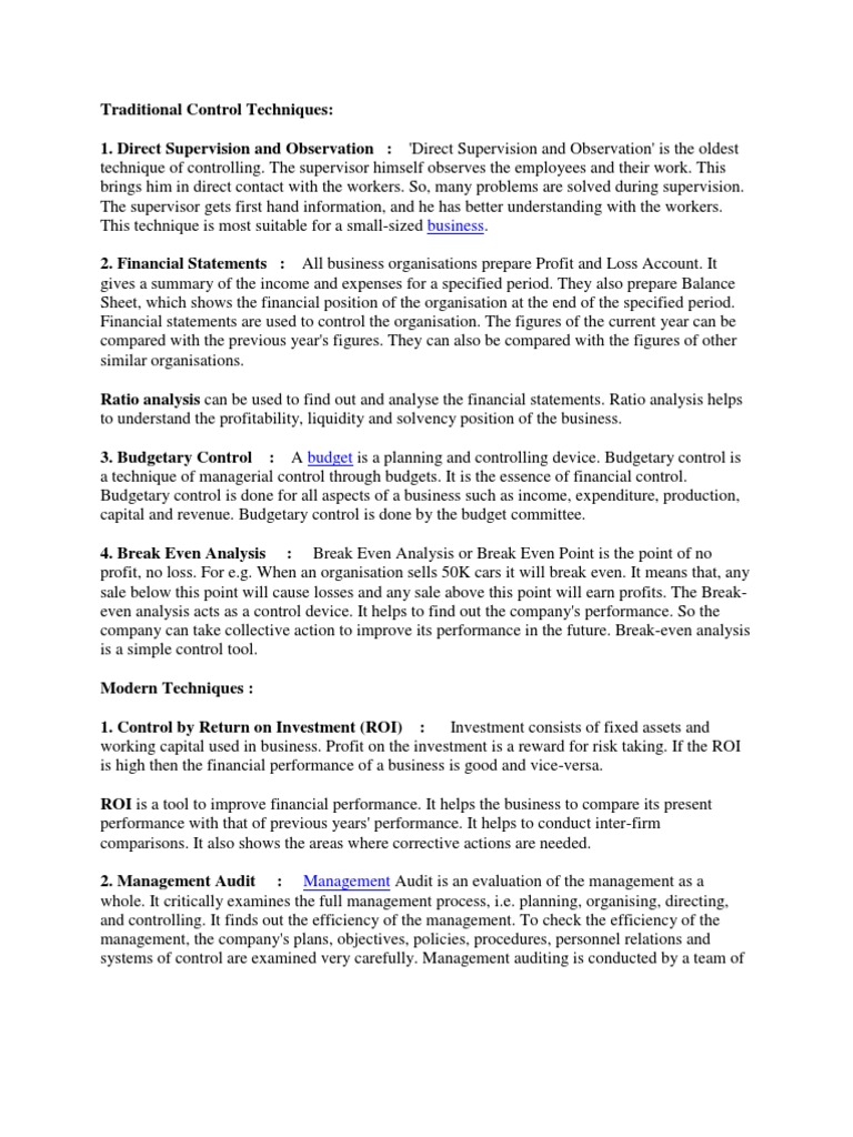 Mpob Techniques of Control | PDF | Management Information System | Audit