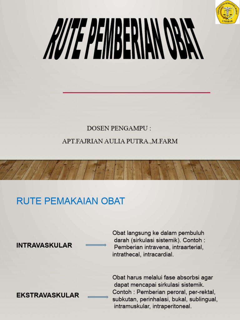 Rute Pemberian Obat: Intravaskular vs Ekstravaskular | PDF