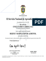 El Servicio Nacional de Aprendizaje SENA: Higiene Y Manipulacion de Alimentos