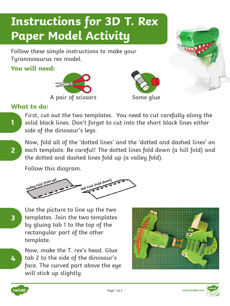 T. Rex Papercraft Instructions | PDF