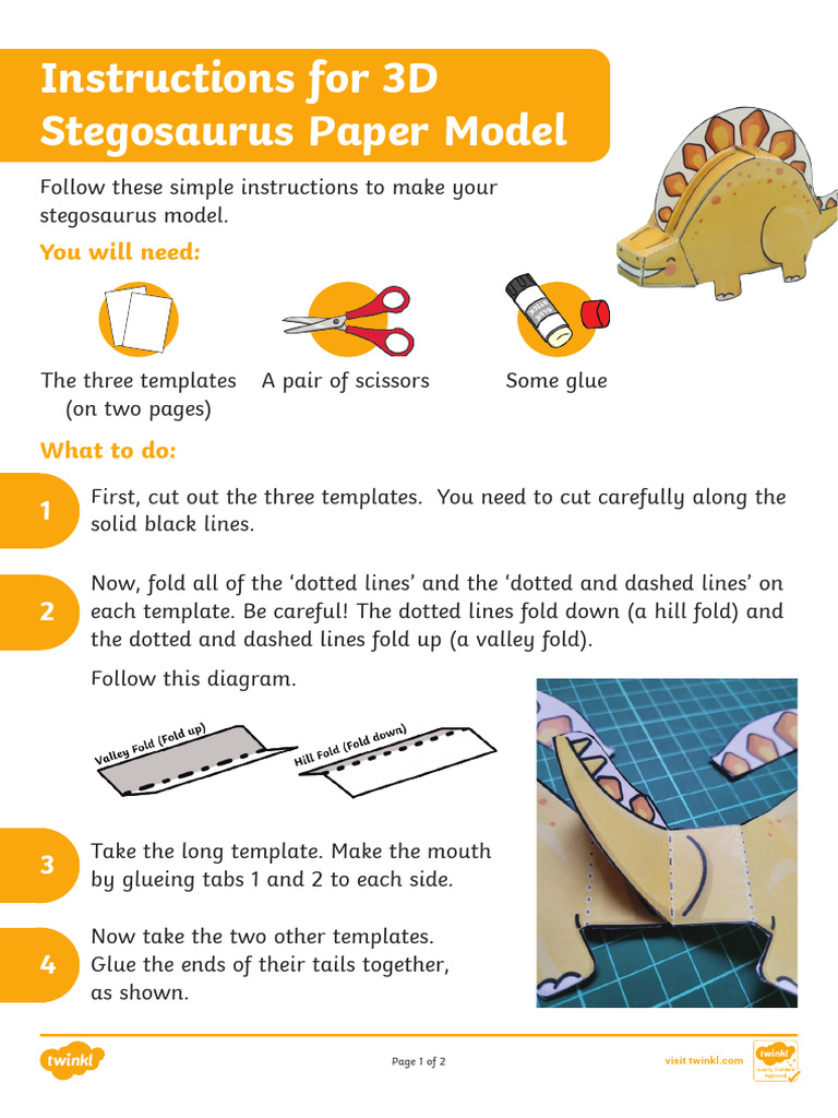 3D Stegosaurus Paper Model Instructions | PDF