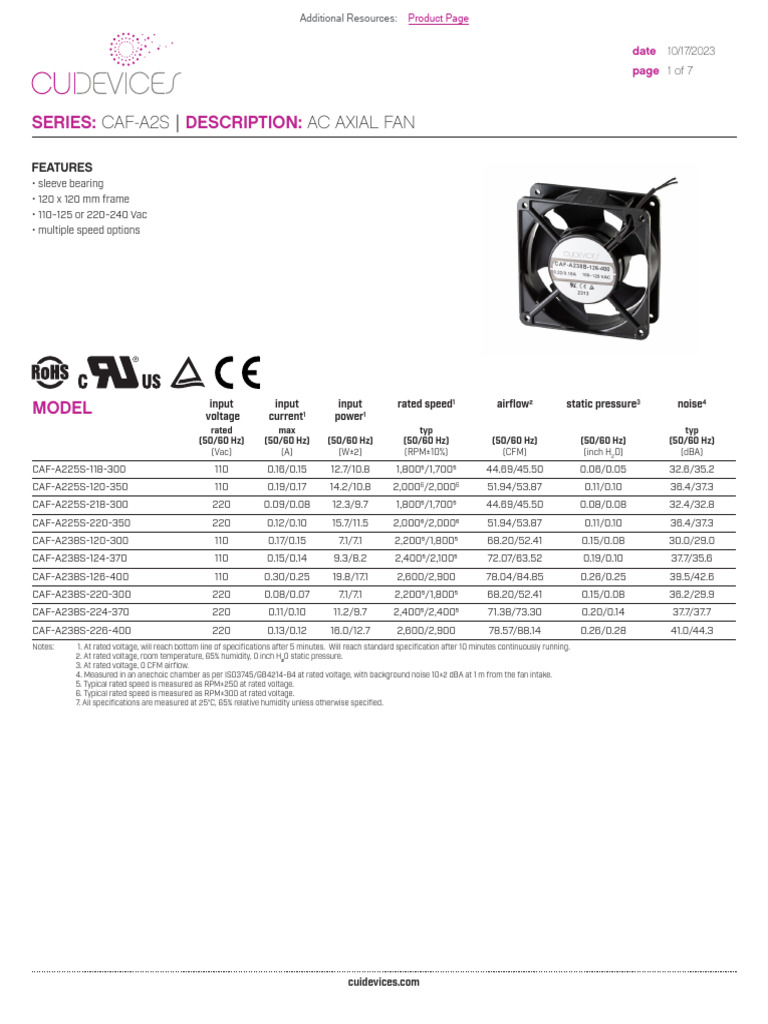 AC Axial Fan CAF-A2S Specifications | PDF | Alternating Current ...