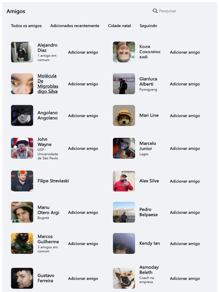 Lista de Amigos e Conexões Sociais | PDF