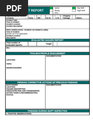 DAILY SHIFT REPORT 2024
