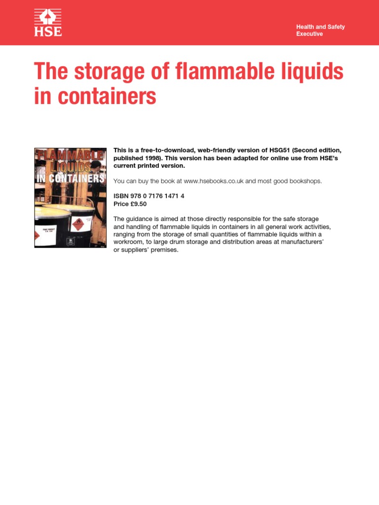 The Storage of Flammable Liquids - Hsg51 | PDF | Flammability ...
