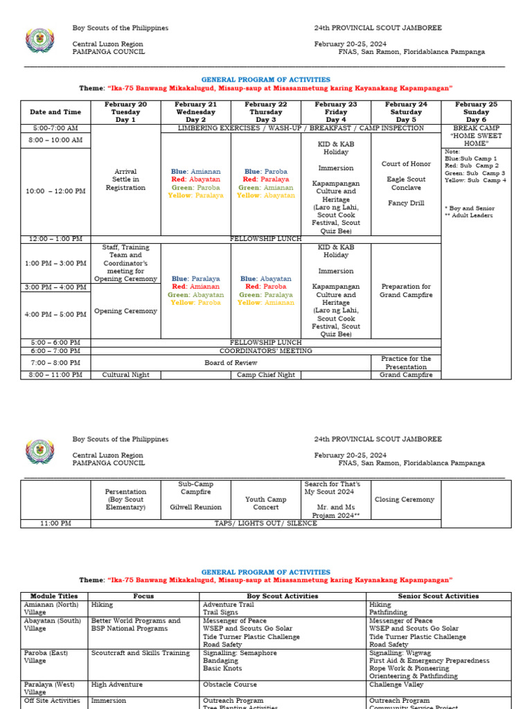 24th Provincial Scout Jamboree 2024 | PDF | Scouting | Outdoor Recreation