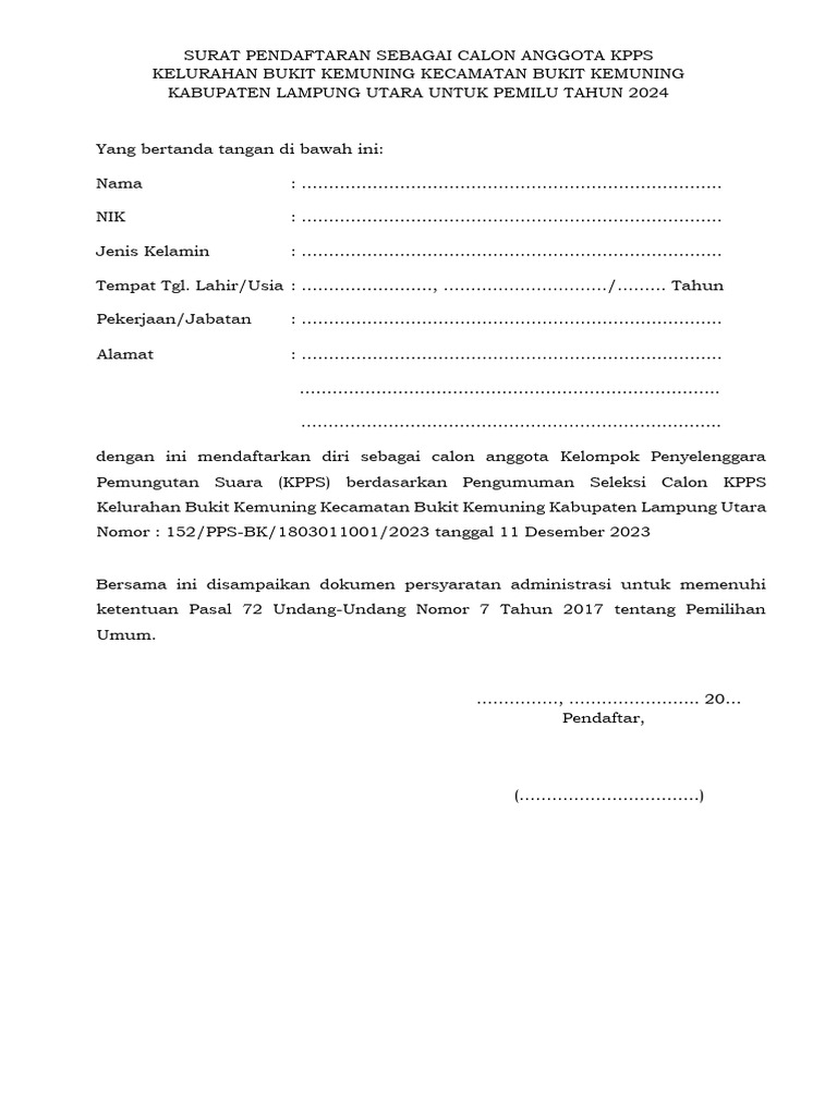 Formulir KPPS | PDF