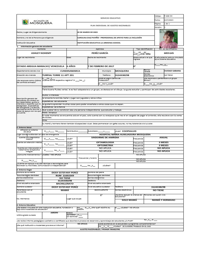 Perez Garcia Ashley Nohemy PDF Inclusión (Educación) Evaluación