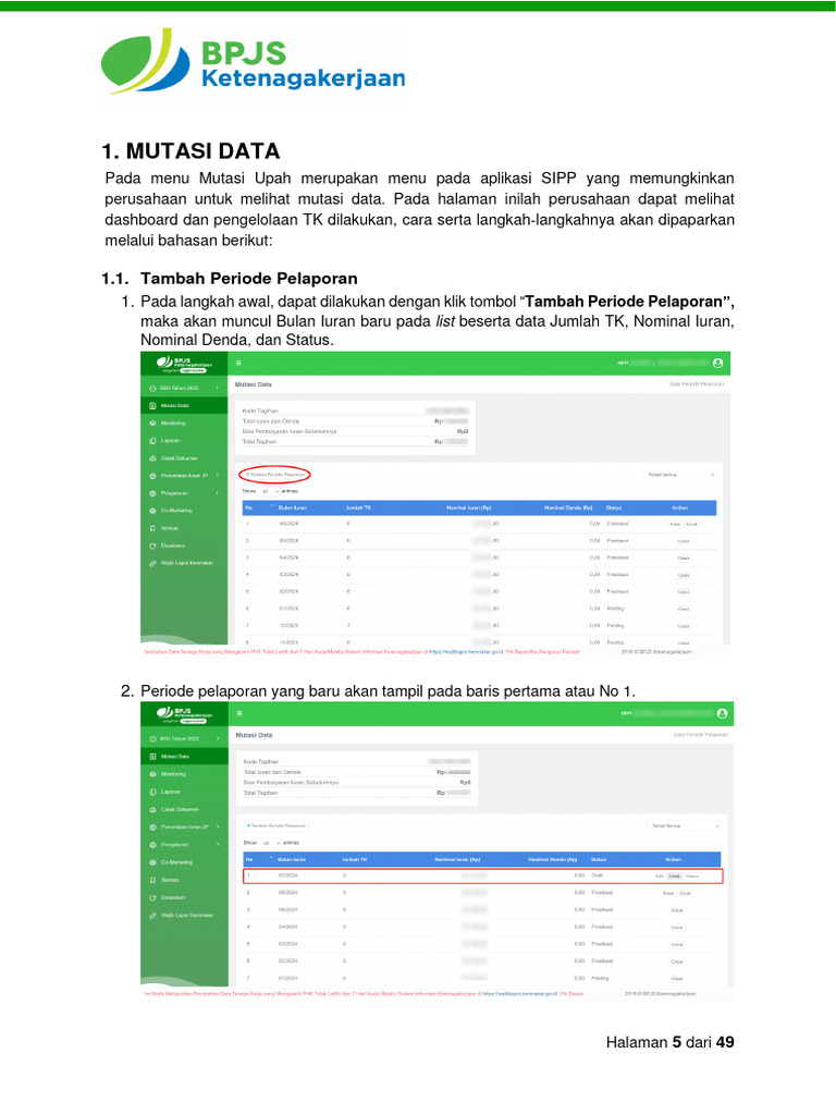 Panduan Mutasi Data SIPP Baru | PDF