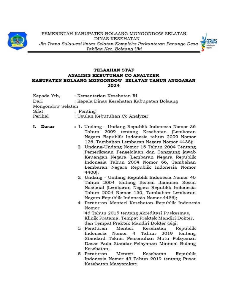 Usulan Pengadaan CO Analyzer 2024 | PDF