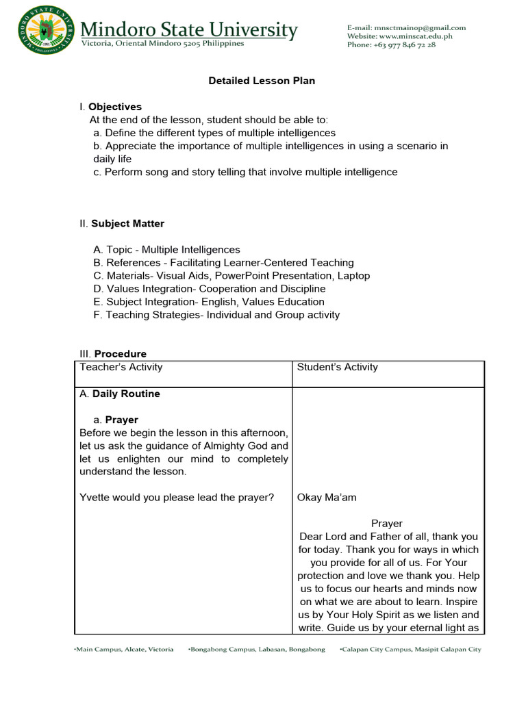 Revised Dlesson Plan 3 | PDF | Intelligence | Cognitive Psychology