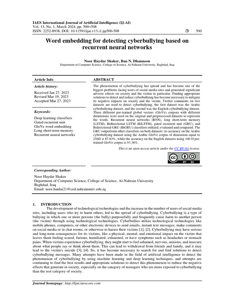 Cyberbullying Detection Using RNNs | PDF | Deep Learning ...