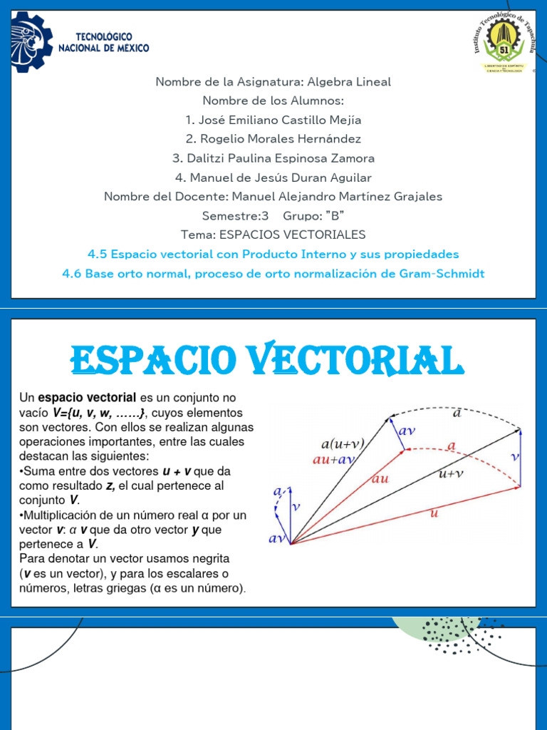 Espacios Vectoriales y Gram-Schmidt | PDF | Espacio vectorial | Vector ...