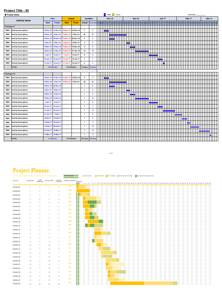 Project plan template in excel free pdf
