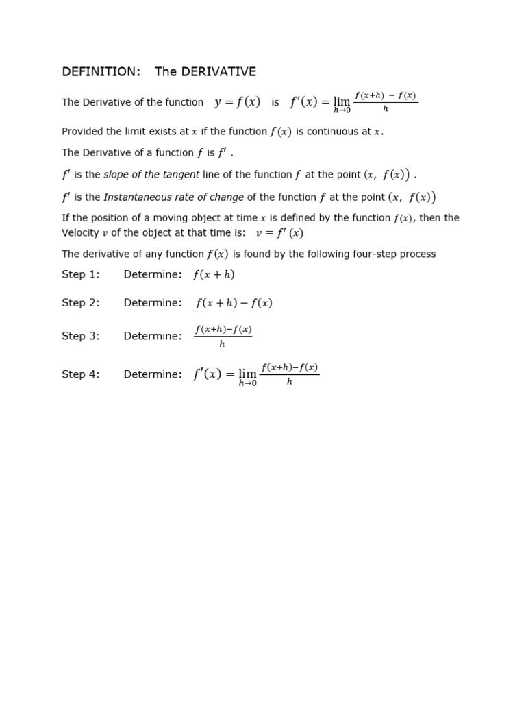Understanding Derivatives and Their Calculation | PDF | Derivative ...