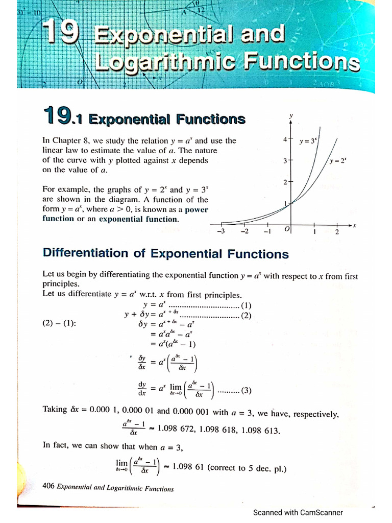 Chapter 19 Exponential and Logarithmic Functions | PDF