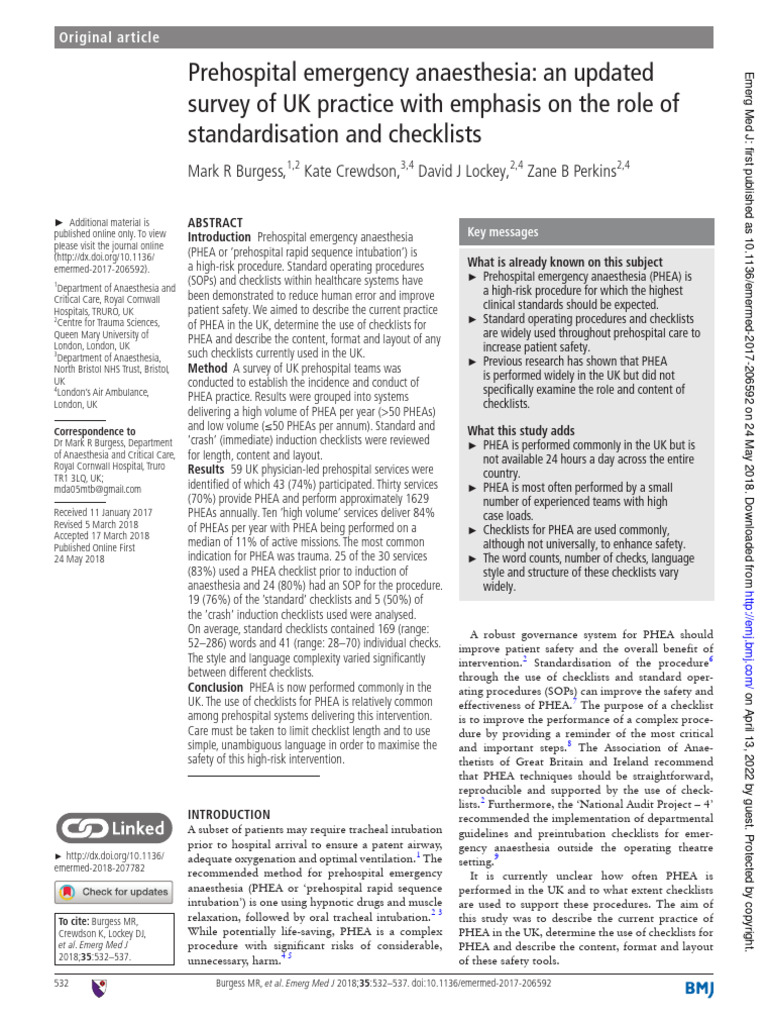 532 Full | PDF | Emergency Medical Services | Anesthesia