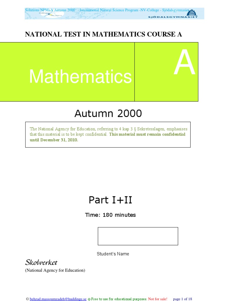 Solutions Part I II NPMaAHT2000 | PDF | Supermarket | Test (Assessment)