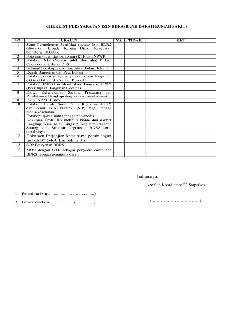 Persyaratan Izin BDRS dan Sertifikat | PDF