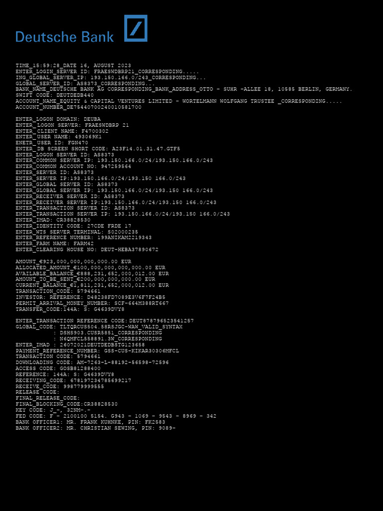 Deutsche Bank Global Server Details | PDF