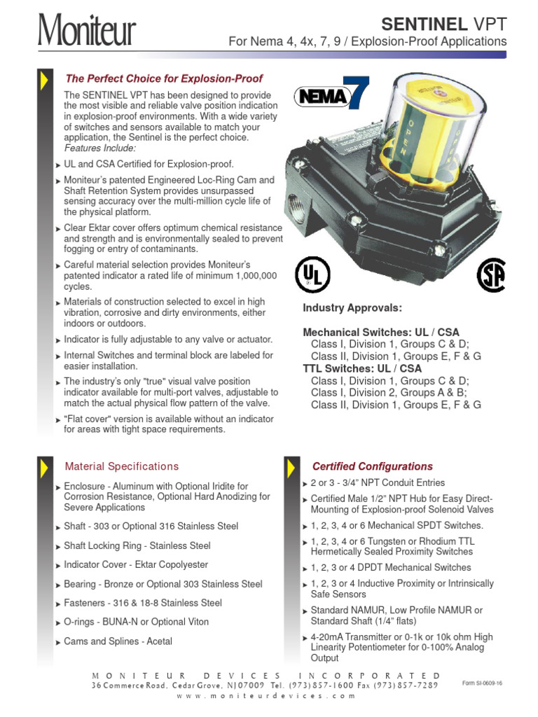 Si 0609 Sentinel I | PDF | Switch | Valve
