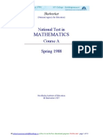 Mathematics: National Test in Course A Spring 1988