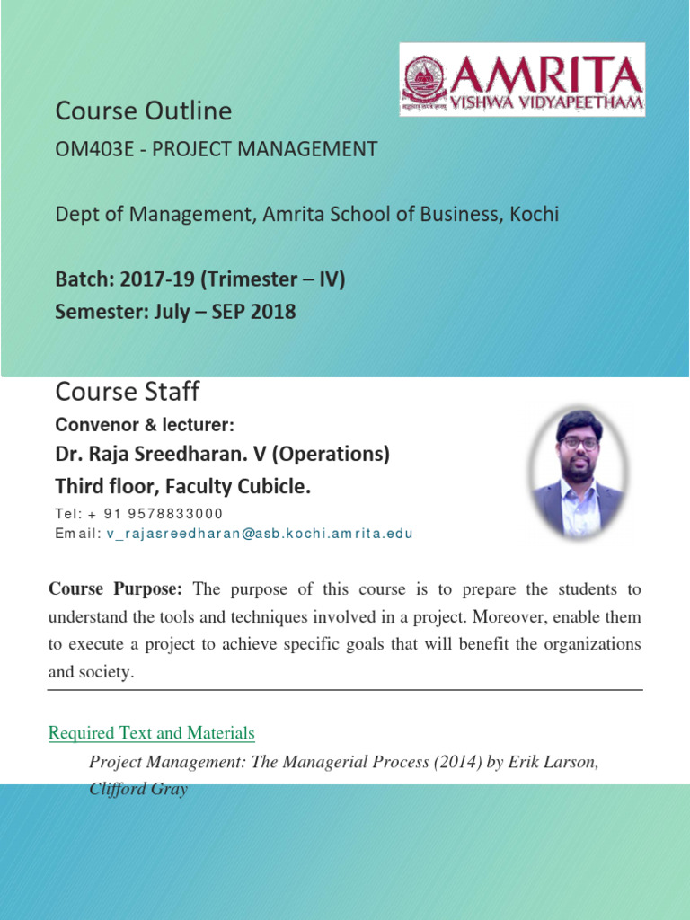 Mba Elective Project Management Syllabus 2019 Pdf Project