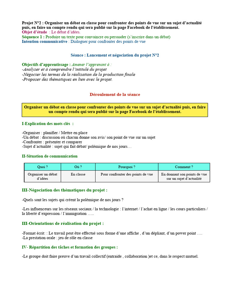Organiser un débat en classe | PDF | Formation à distance | Sujet ...