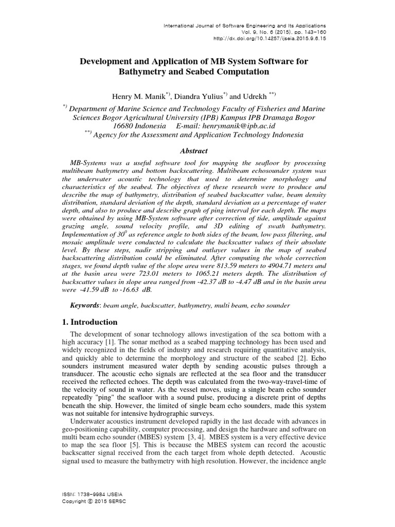 MB Bathymetry and Backscatter Processing | PDF