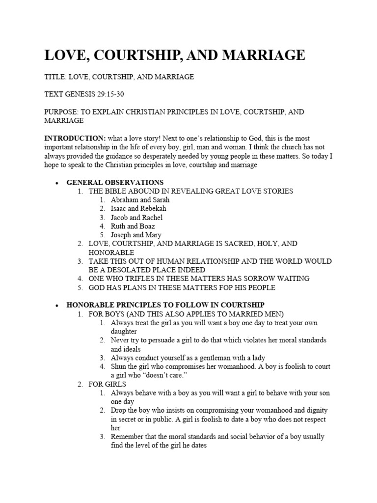 Christian Principles of Love and Courtship | PDF | Marriage | Love