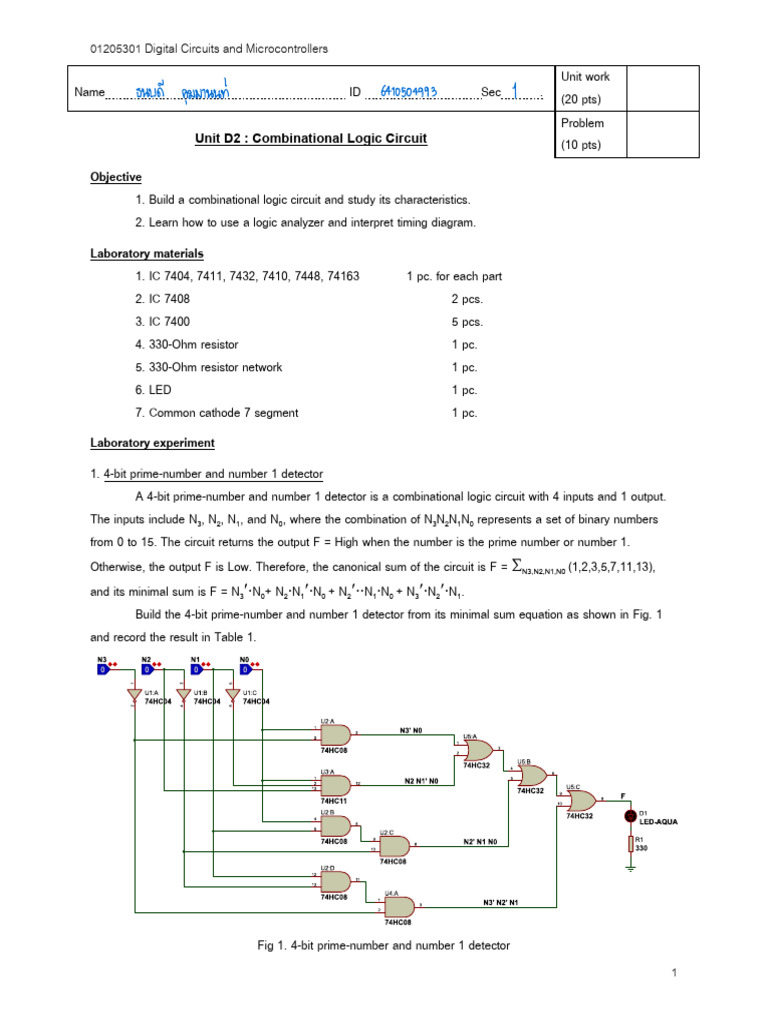 Lab D2 CombinationalLogicCircuit | PDF | Logic Gate | Digital Electronics