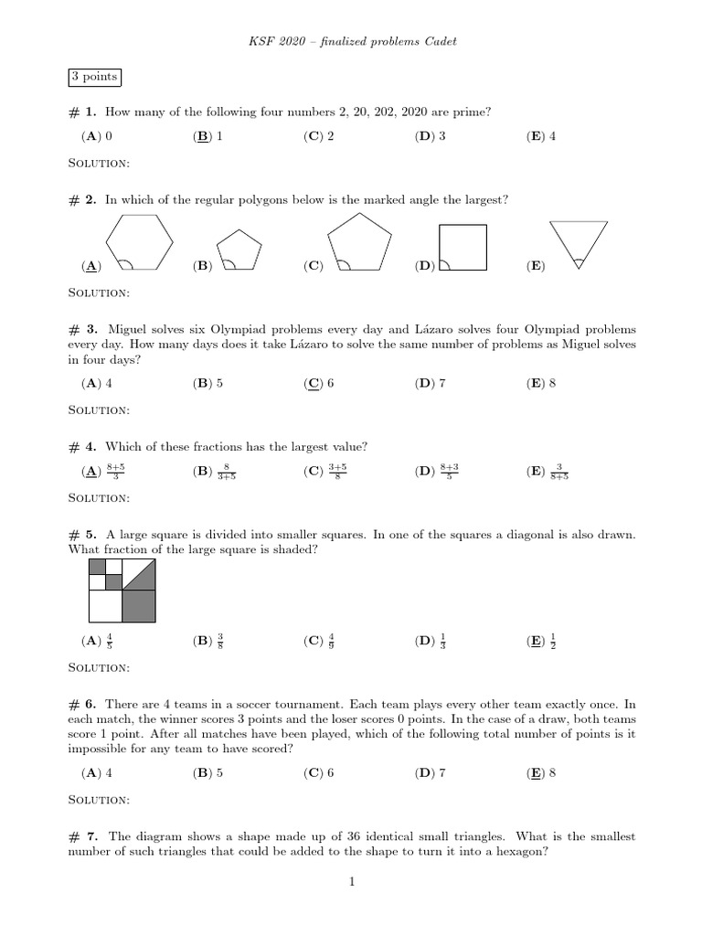 2020 Cadet | PDF | Euclid | Euclidean Geometry