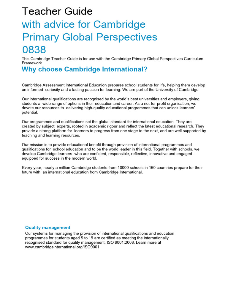 Primary Teacher Guide 0838 | PDF | Curriculum | Learning