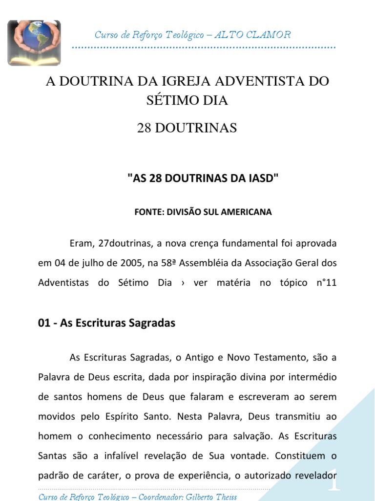 As 28 Doutrinas da IASD | PDF | Igreja Adventista do Sétimo Dia | Bíblia