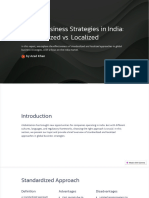 Global Business Strategies in India Standardized Vs Localized