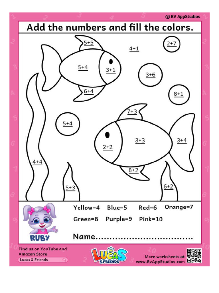 Addition Coloring PDF