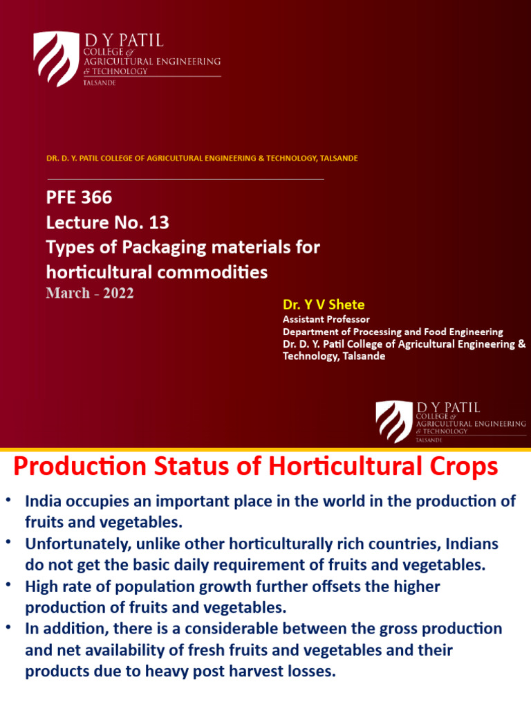 Lecture No. 13 Types of Packaging materials PDF Plastic Packaging