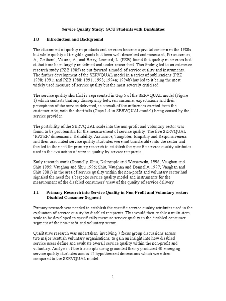 GCU Service Quality for Disabled Students | PDF | Customer Satisfaction ...