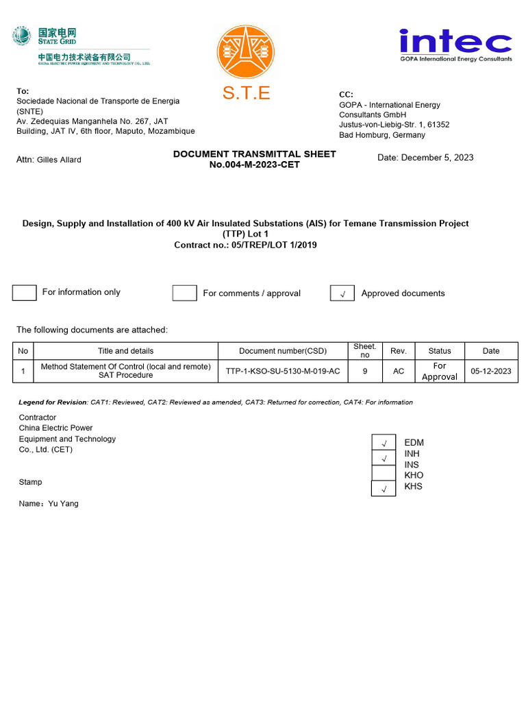 Method Statement for SAT Procedure | PDF | Electrical Substation ...