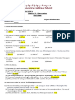 Mensuration Worksheet Answer Key