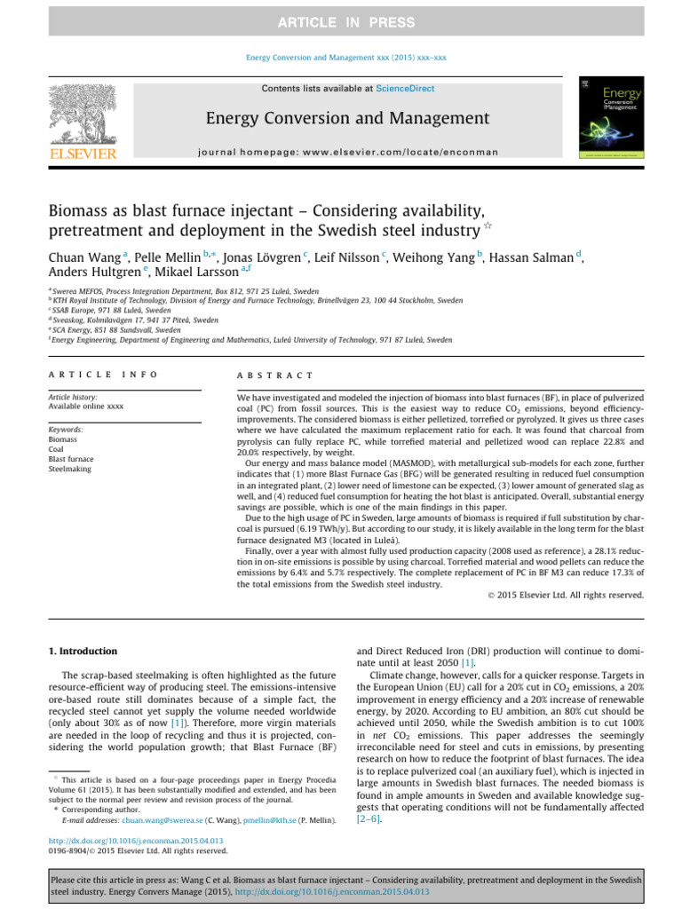Biomass As Blast Furnace Injectant - Considering Availability | PDF ...