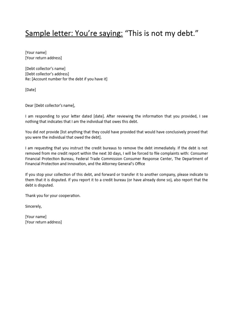 Dispute Letter for Incorrect Debt | PDF