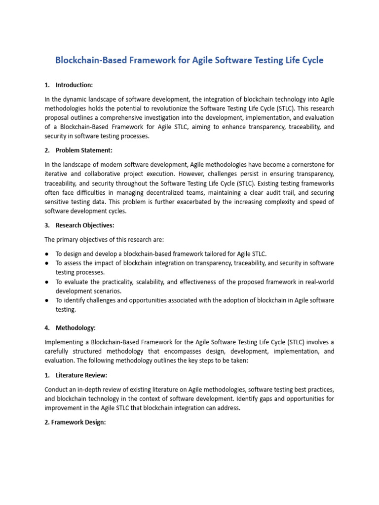 Blockchain Framework for Agile Testing | PDF | Agile Software ...
