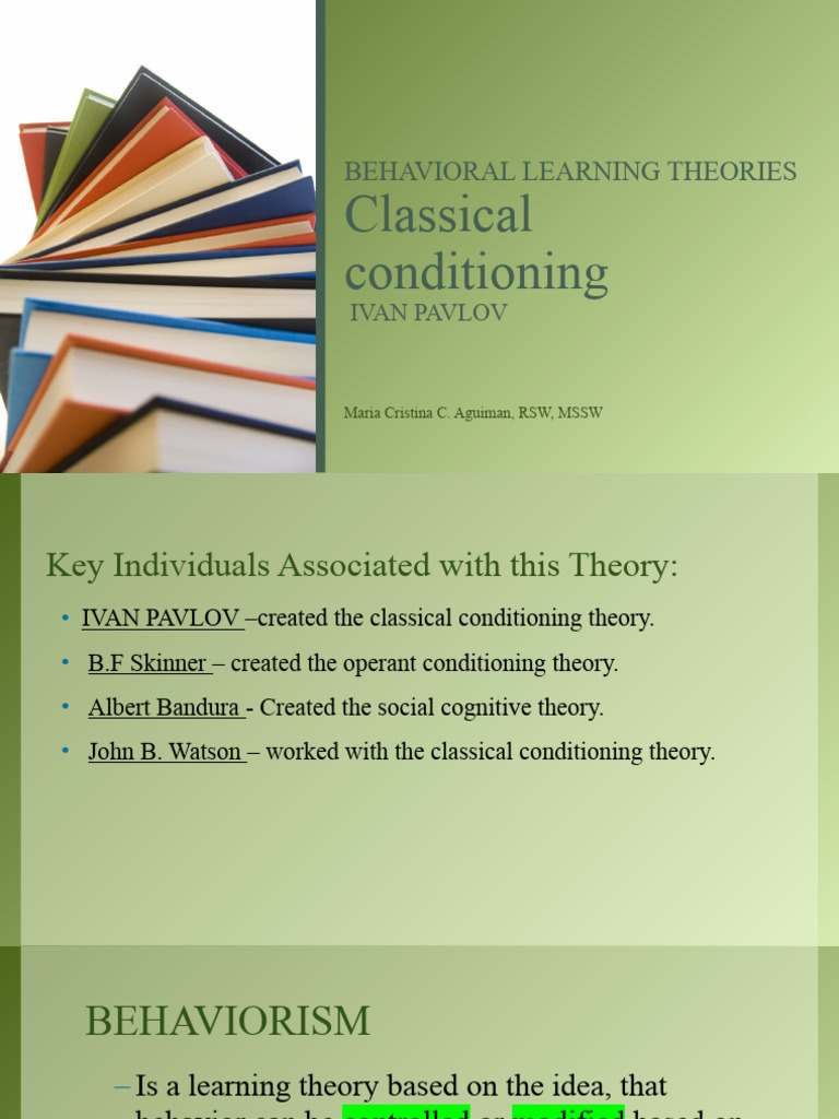 Classical Conditioning By Ivan Pavlov Pdf