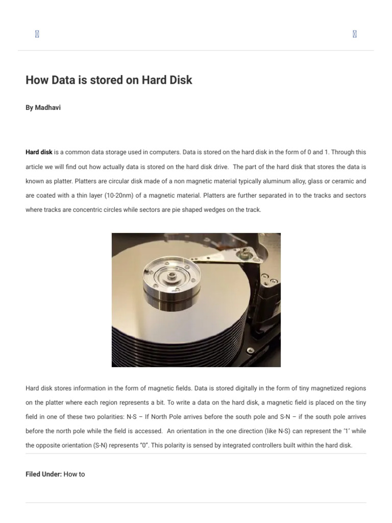 How Data Is Stored On Hard Disk Download Free PDF Hard Disk Drive