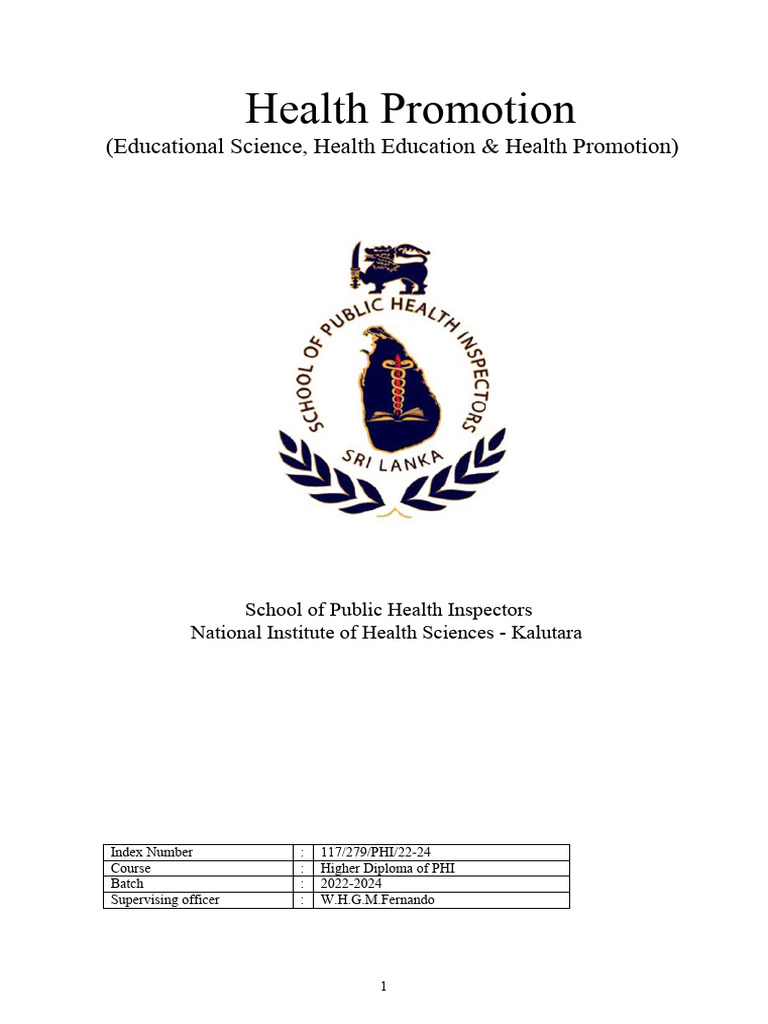 Reflection of The Health Education Akalanka 1 | PDF | Learning | Lecture